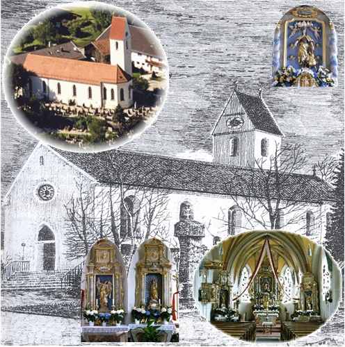 Kirche Hochstätt mit Ausschnitten der Innenansicht