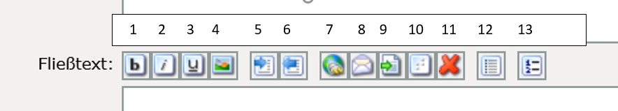 Was bedeuten die Icons beim Fließtext?