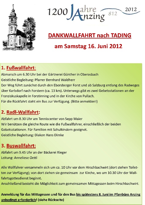 Dankwallfahrt nach Tading