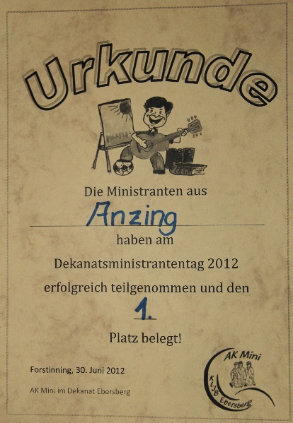 Urkunde Mini-Tag 2012