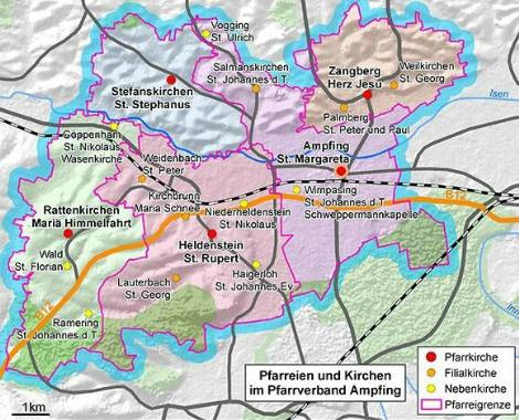 Übersichtskarte Pfarrverband Ampfing