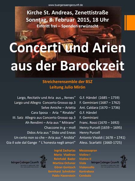 Plakat Konzert Bürger-Sänger-Zunft Feb. 2015