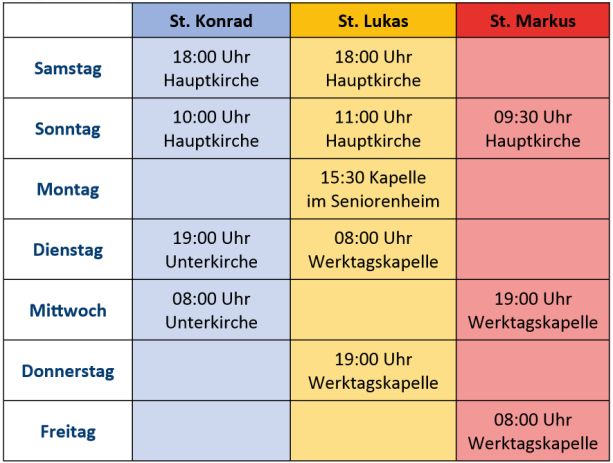 Gottesdienste im PV