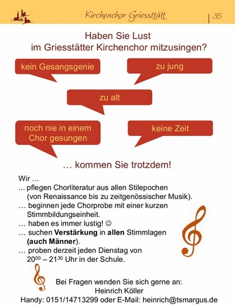 Werbung für Kirchenchor