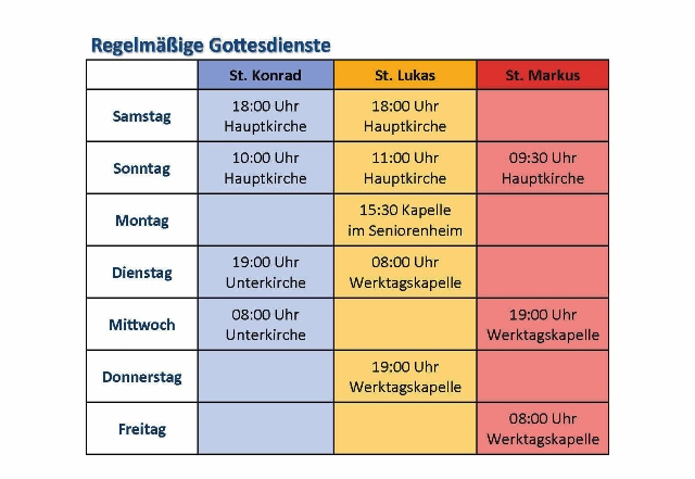 regelmäßige Gottesdienste im PV