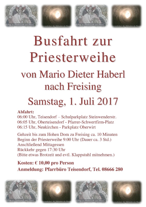 Plakat Busfahrt Priesterweihe