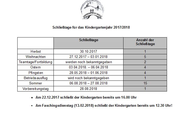 Schließtage