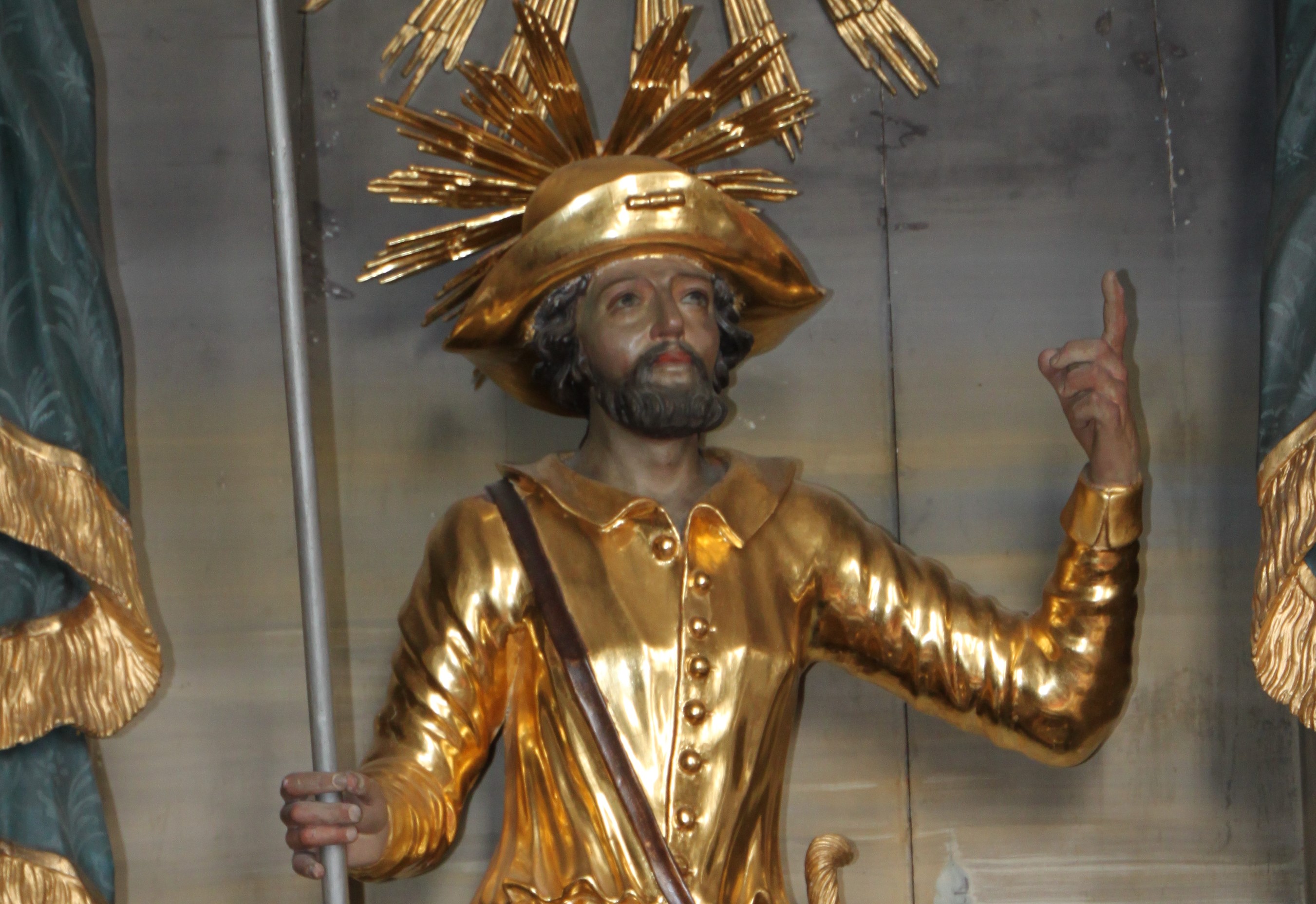 Detailfoto des Hl. Eberhard auf dem Altar in der Kuratiekirche Tüntenhausen St. Michael