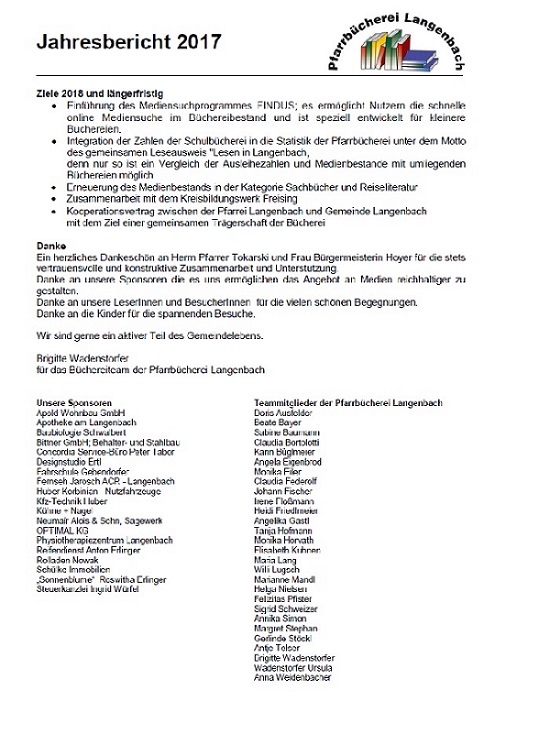 Seite 4 des Jahresberichtes 2017