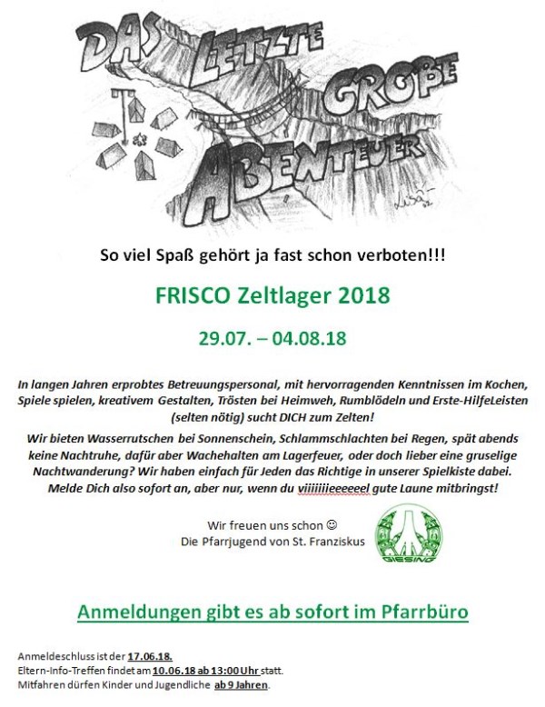 Zeltlager Anmeldung