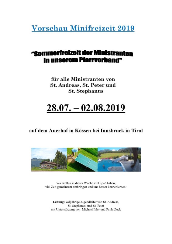 Vorschau Minifreizeit 2019