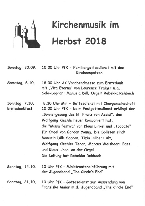 Kirchenmusik Herbst 2018