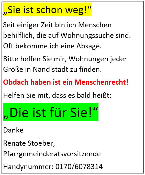 Sie ist schon weg
