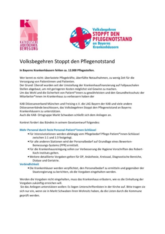 Volksbegehren Stoppt den Pflegenotstand