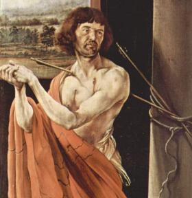 Darstellung des hl. Sebastian im Isenheimer Altar<br/>http://www.joerg-sieger.de/isenheim.htm